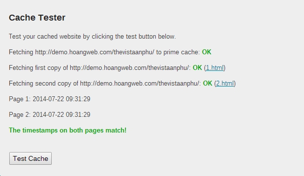 kiểm tra cache tester wp-super-cache