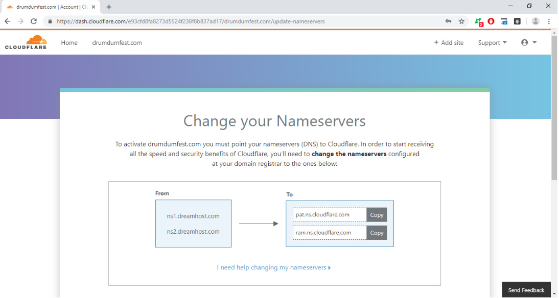 thay đổi name servers