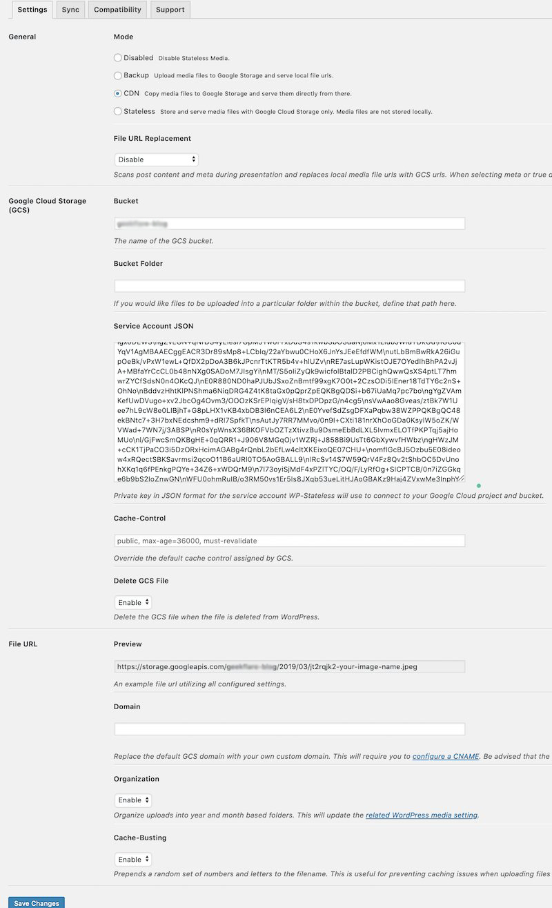 wp stateless settings