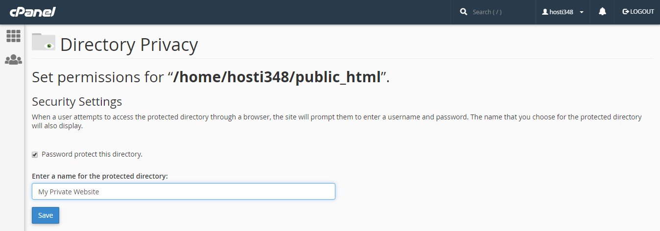 directory privacy password protecting cpanel